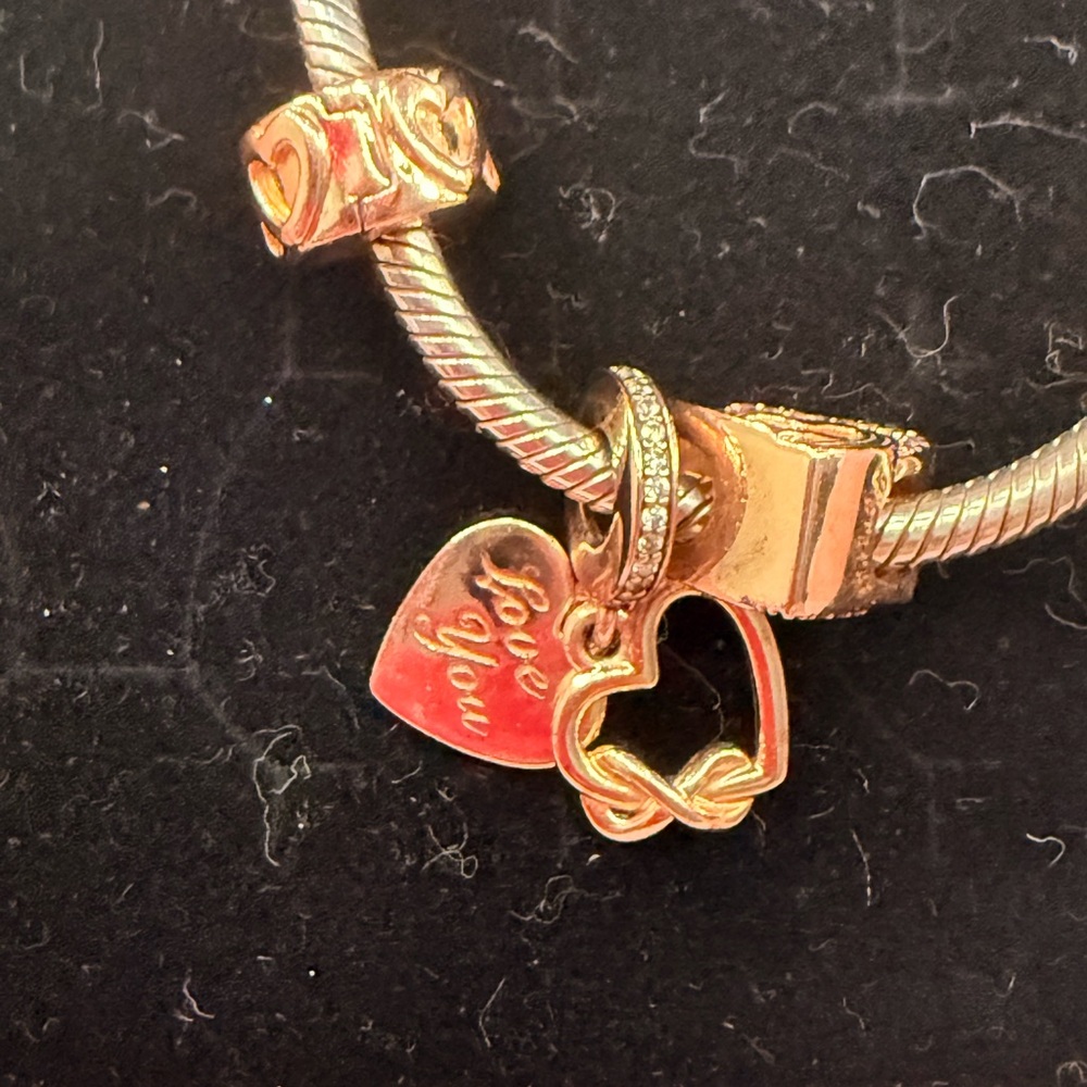 Pandora Gold and Silver with 2 Charms Bracelet - Picture 4 of 6